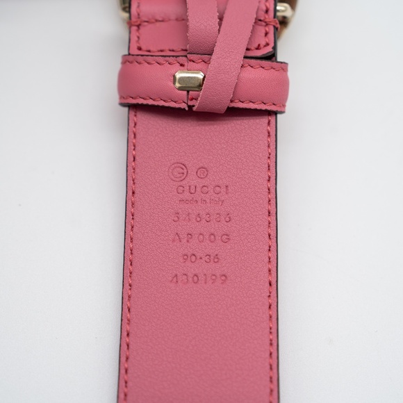 size 90 Gucci Blondie Belt Pink GG Gold Buckle Leather - Picture 3 of 5